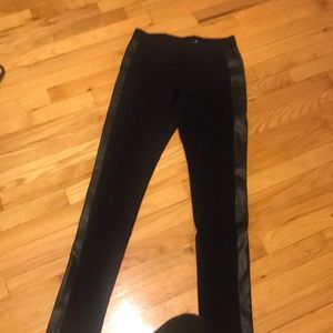 Navy leather stripe legging